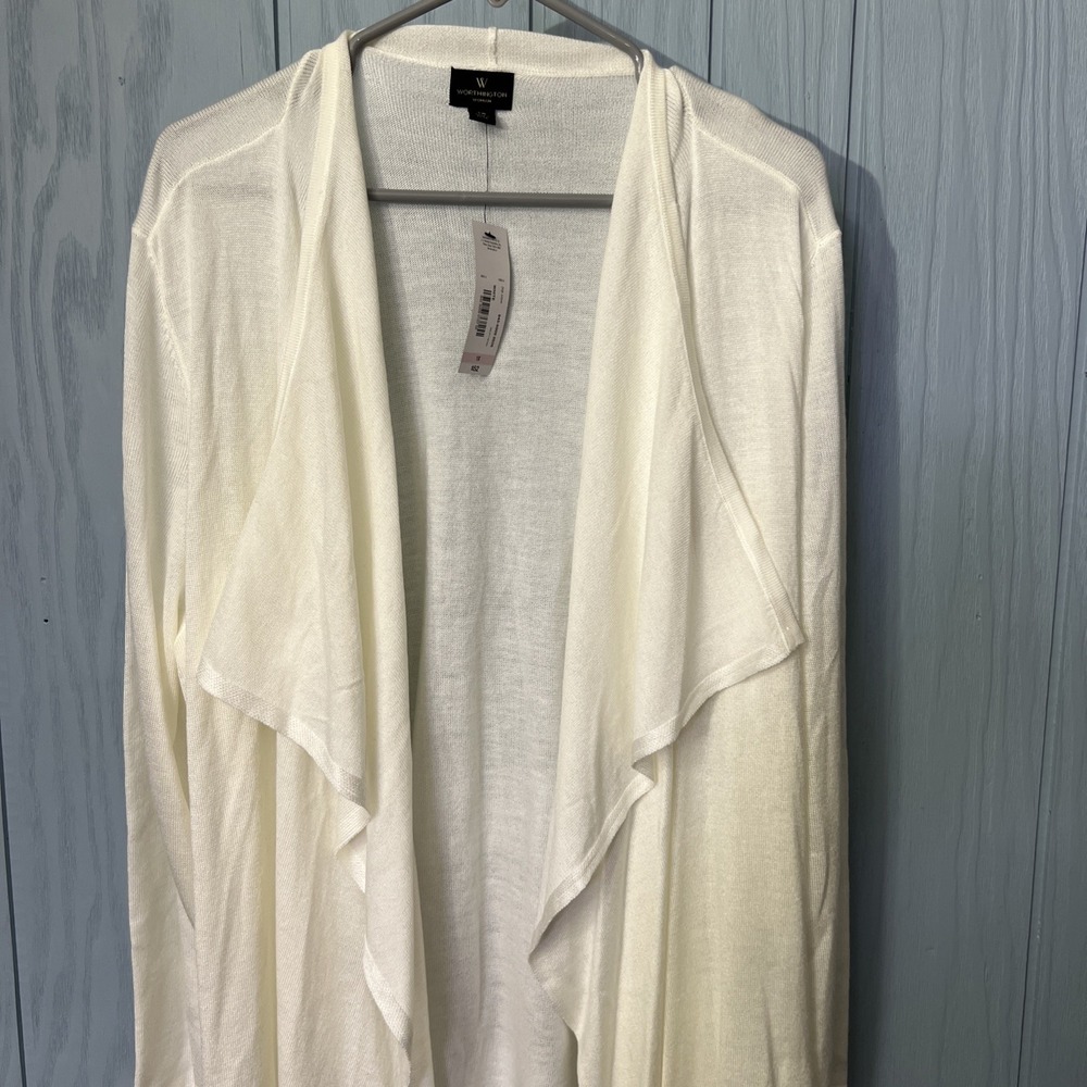 Worthington White‎ Open Front Cardigan Sweater Womens Size 1X NWT